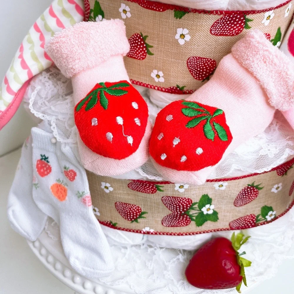 Strawberry Fruit Diaper Cake, Baby Shower Gift